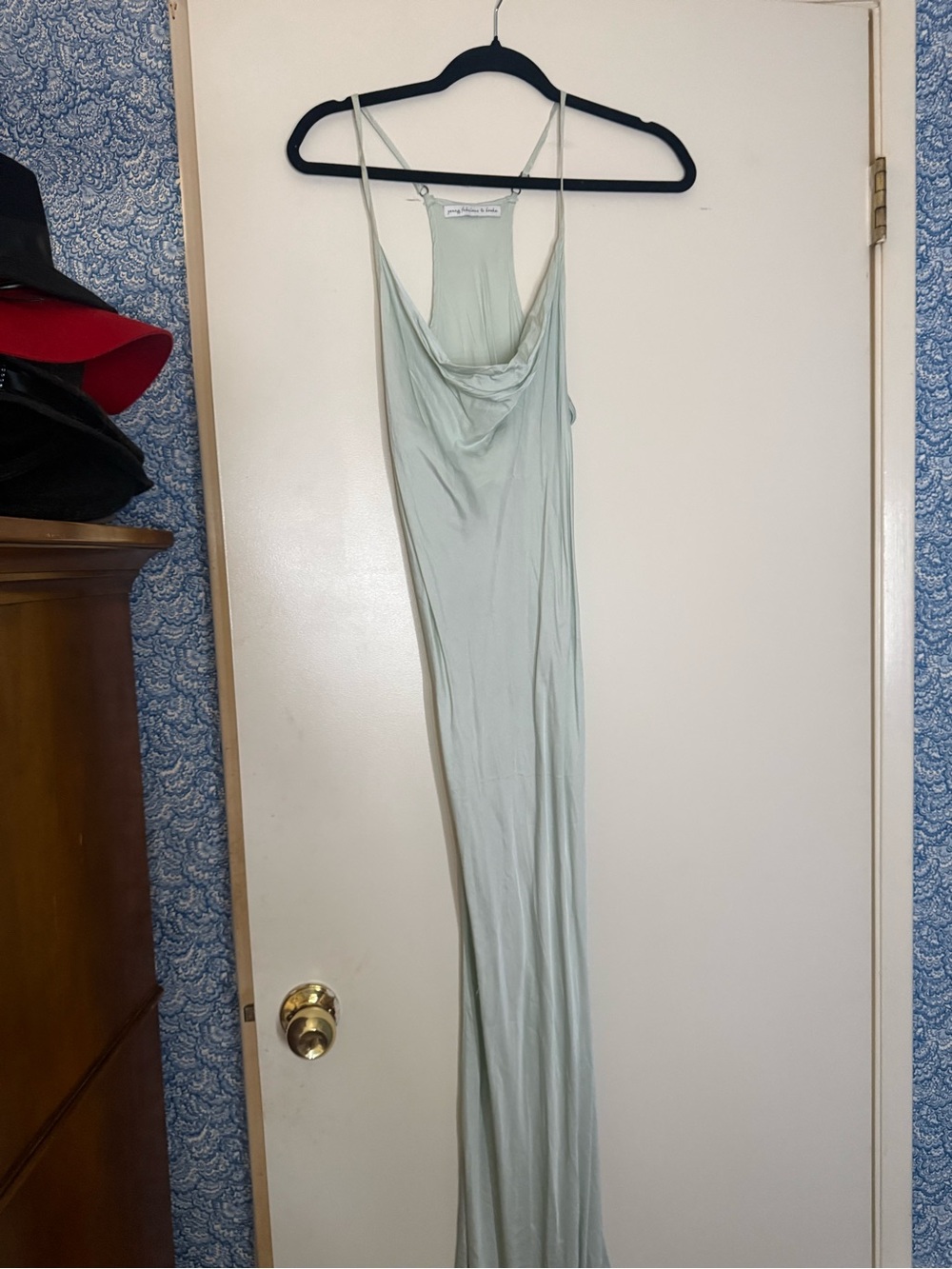 Young Fabulous & Broke Light Sage Cowl Slip Maxi Dress